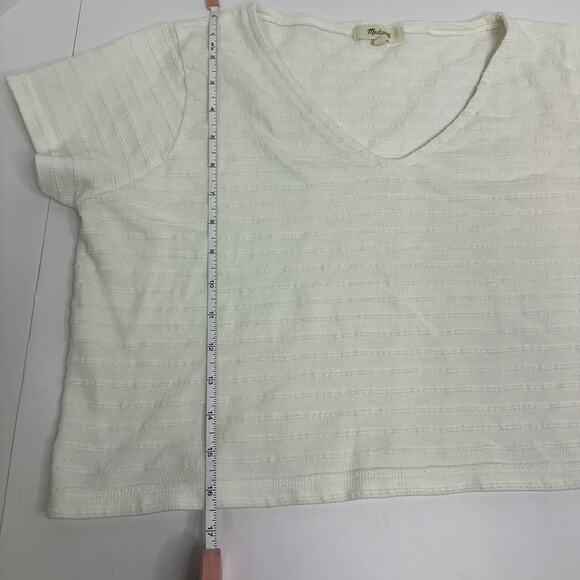 Madewell Cream Textured Cropped V-Neck Tee Size M - Picture 6 of 10